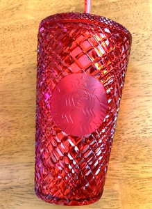 Starbucks 2021 Holiday Red Jeweled Cold Cup Studded Tumbler Grande 16 oz - Picture 1 of 10