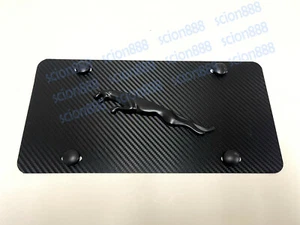 1pc 3D BlackJaguarLeaper Emblem Carbon Style Aluminum Vanity Front License Plate - Bild 1 von 2