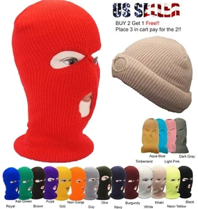 3 Hole Full Face Mask Ski Mask Cap Balaclava Outdoor Winter Beanie Tactical Hat - Picture 1 of 72