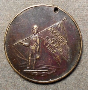 Dengremont (Violinist) Fashions For Spring 1887 (Man With Flag). Brass, hfs, - Picture 1 of 2