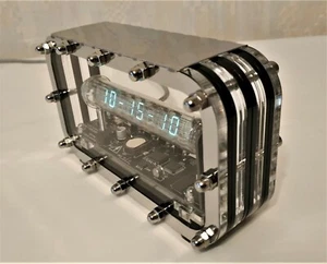 Nixie clock FREE SHIPPING nixie tube clock handmade vintage desk VFD IV-18 NOS - Picture 1 of 8