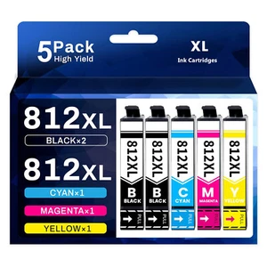 Cartuchos de tinta 5PK 812XL para Epson WorkForce WF-7840 WF-7820 WF-7310 EC-C7000 - Imagen 1 de 4