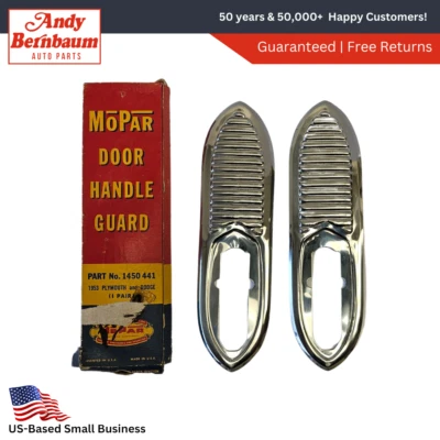 Plymouth Dodge 1953 manija de puerta protector bisel moldura cromo par 1450441 nuevo en stock Foto 1 de 4