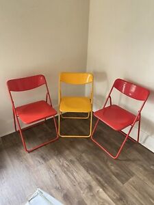 1980s Vintage Ikea Ted folding outdoor chairs - Set Of 3 2 Red 1 Yellow