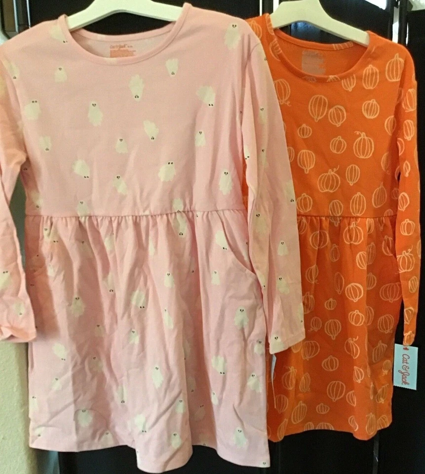 Cat And Jack Girls Pink Long Sleeve Dress Size Medium 7-8 Pockets RN17730