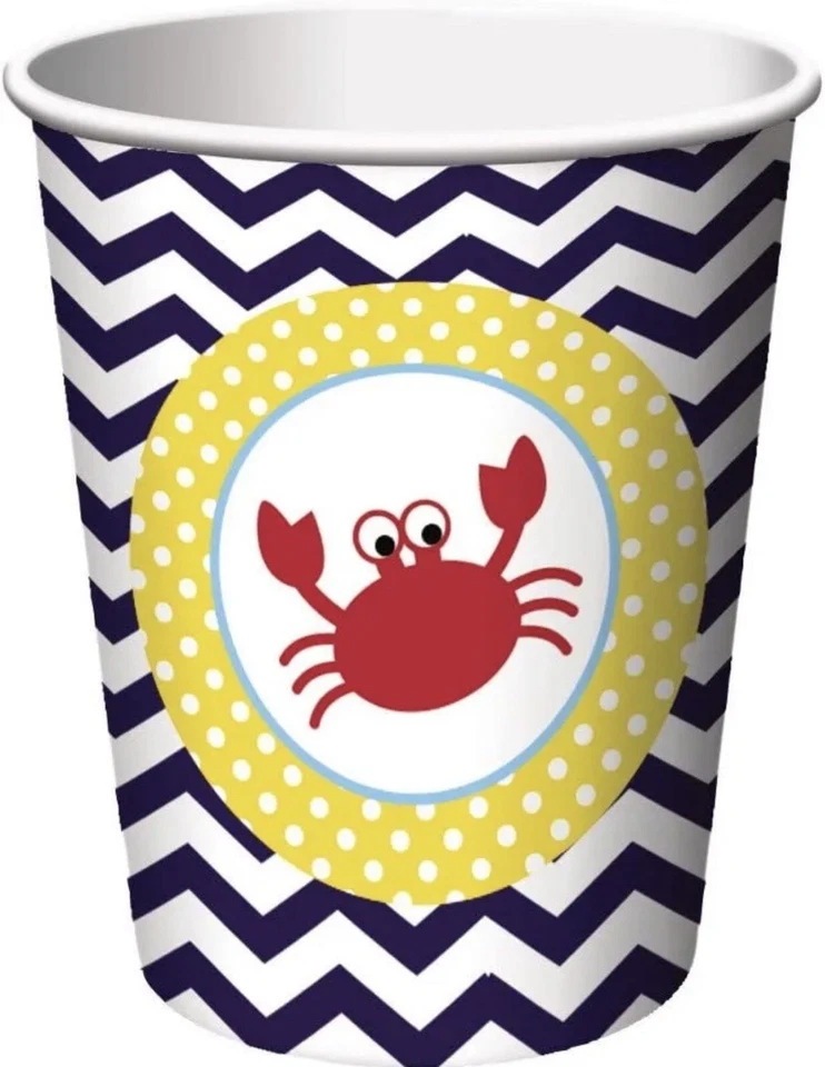 Ahoy Matey Sailboat Ocean Animals Cute Baby Shower Party 9 oz. Paper Cups - Image 1 of 1