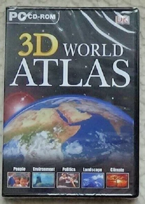 DK 3D World Atlas PC CD Rom Geography Learning New & Sealed - Image 1 of 2