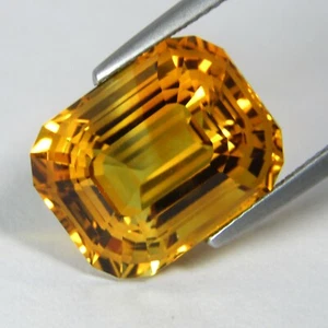 13.87Cts 100% Natural Sparkling Nice Radiant Cut Citrine 15.7x12.5mm Gem Ref VDO - Picture 1 of 4