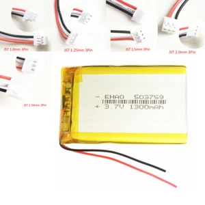 3.7V 1300mAh LiPo Rechargeable Battery 503759 3Pin Plug For GPS PSP Mobile Phone - Picture 1 of 28
