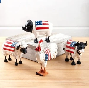 Set of 4 Patriotic Farm Animal Figurines - Picture 1 of 3