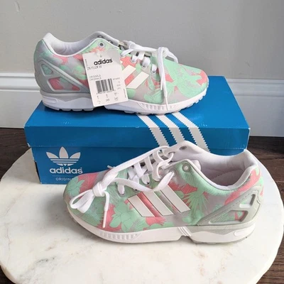 Adidas ZX Flux W Womens Tropical Floral Print Sneakers Size 7.5 US Pink Grn NIB - Image 1 of 4