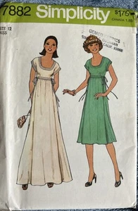 Vintage Simplicity 7882 Boho Hippie Knee or Maxi Dress Pattern Size 12 UNCUT - Picture 1 of 4