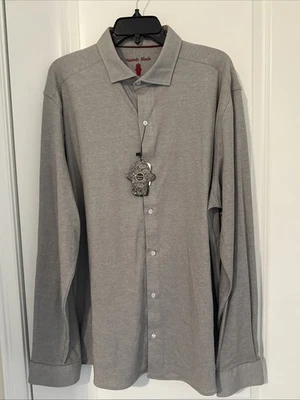 Camisa masculina Visconti preta manga longa cinza botão 2XL nova com etiquetas - Imagem 1 de 3