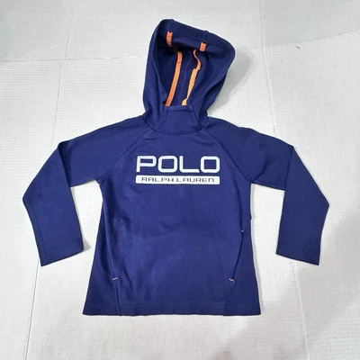 POLO RALPH LAUREN 4/4T Kids Hoodie Blue Orange Graphic Sweatshirt Preppy - Image 1 of 4