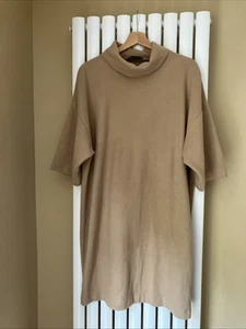 Marks & Spencer Size 16 Knitted Polo Neck Taupe Dress - Picture 1 of 3