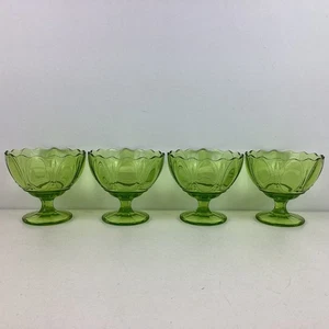 Vintage Pasabahce Green Pedestal Compote Bowls x4 (H1) S#585 - Picture 1 of 8
