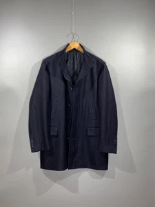 CANALI italienischer wasserabweisender Herrenmantel 100 % Wolle dunkelblau Reißverschluss gefüttert Gr. 52R - Bild 1 von 22