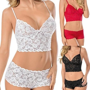 Damen Spitze Nahtlos BH Bralet Slips Unterwäsche Set Höschen Dessous - Bild 1 von 13