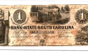 $1 "SOUTH CAROLINA" (RED REVERSE) BEAUTIFUL!!! $1 (BLACK TRAIN) CRISPY!!!!!!!!!! - Picture 1 of 3