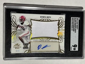 2021 Leaf Trinity Devonta Smith 1/1 RPA Graded SGC 9 Rookie Auto Relic Eagles - Picture 1 of 5