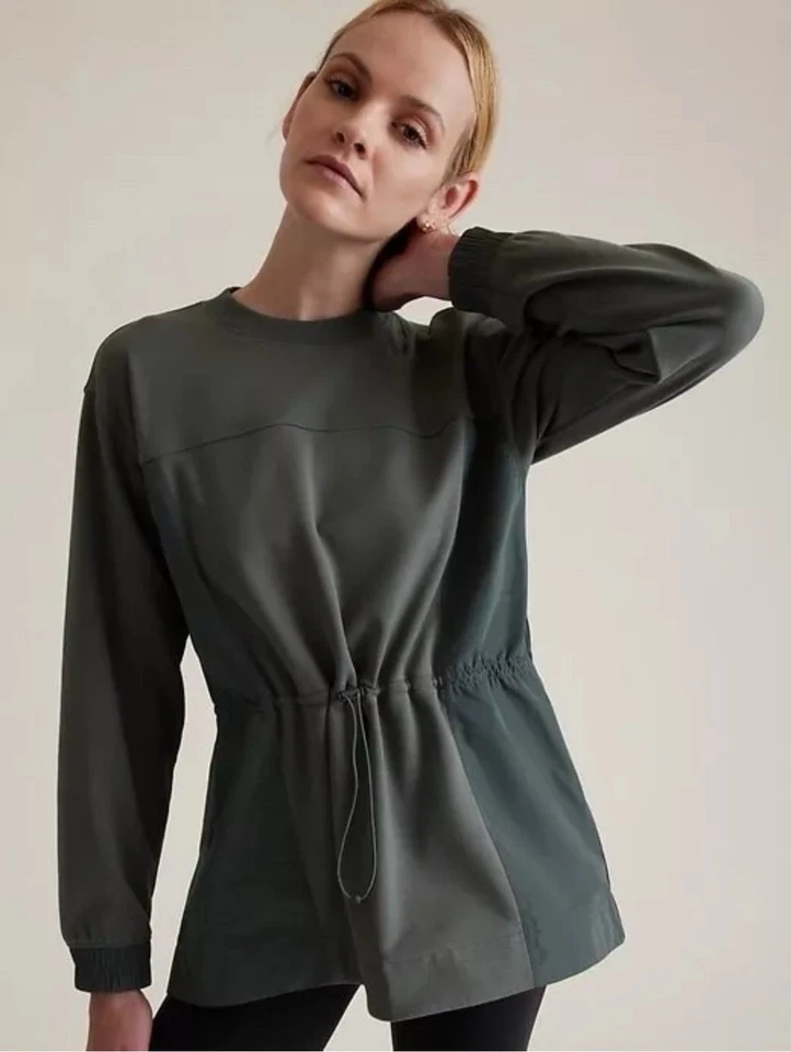 Athleta Sweatshirt Triumph Hybrid Crewneck Pullover Magnolia White 532515 Sz M