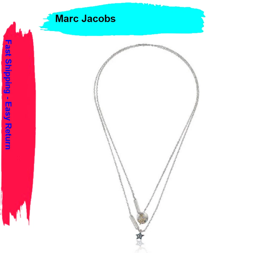 Marc Jacobs Fall 2016" MJ Coin Layered Pendant Silver Tone Necklace