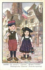 PC CPA HANSI, ARTIST SIGNED, WAITING FOR THE CHERENAL, VINTAGE POSTCARD (b7592)