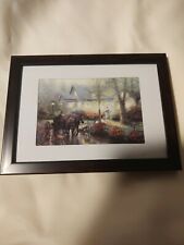 Thomas Kinkade Sunday Outting Picture in 5.5x7.5 Black Brown Frame Wall/Tabletop