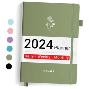 2024 Planner, Undated Daily Weekly & Monthly Planner 2024-2025, 12 Green - Picture 1 of 8