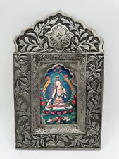 Vintage Hand Hammered Tibetan Buddhist Metal Photo Frame Silver Copper