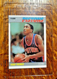 Tarjeta de baloncesto Fleer Isiah Thomas 1987 de los Detroit Pistons #106 casi nueva-como nueva - Imagen 1 de 3