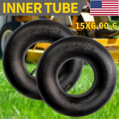 Pair of Lawn Mower Tire 15x6.00-6 Inner Tubes 15X6-6, 15X6x6, 15/6x6 TR13 Valve - Image 1 of 4