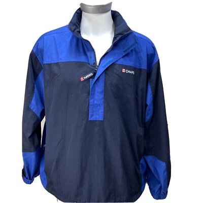 Chaps Men's Size XL 1/4 Zip Jacket Hide-able Hood 2 Tone Blue         U4 - Image 1 of 4