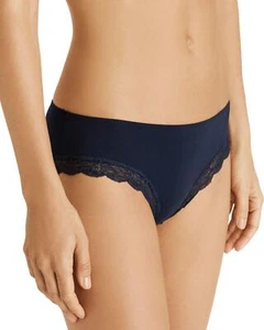 HANRO 301923 Women's Cotton Lace Hi Cut Brief, Deep Navy, X-Small - Picture 1 of 2