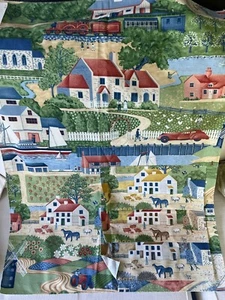 COWTAN & TOUT Jane Churchill Printed Cotton Fabric Picture book Red Blue - Picture 1 of 3