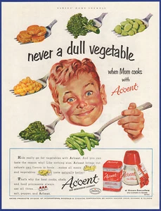 Vintage 1953 ACCENT Spice Makes Food Flavors Sing Kitchen Spice 1950's Print Ad - Picture 1 of 1