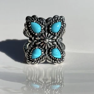 American West Carolyn Pollack Sleeping Beauty Turquoise Sterling Silver Ring - Picture 1 of 6