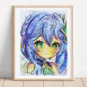 Nahida Ballpoint Pen Print, Genshin Impact Art Poster - Picture 1 of 2