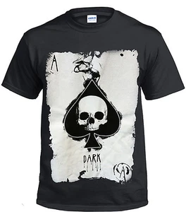 ACE OF SPADES COTTON T SHIRT POKER CARD SKULL ROCK GOTH DARK TOP - Picture 1 of 3