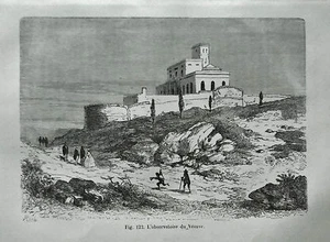 1880 Original Xilografia: Osservatorio del Vesuvio..Napoli Campania.Passepartout - Foto 1 di 1