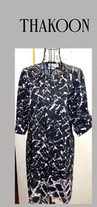 THAKOON 20th ANNIVERSARY EDITION BLACK, GRAY BATIK DYED PLEATED SHIFT DRESS~SMAL - Picture 1 of 5