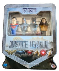 Justice League PEZ Set in Tin Superman Batman  Aquaman NEW SEALED 2022 - Picture 1 of 13