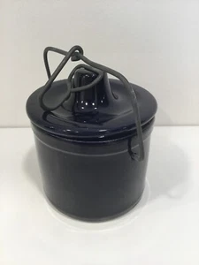 Cheese Crock Vintage Blue Cobalt Stoneware 4.25" wide excellent - Picture 1 of 4