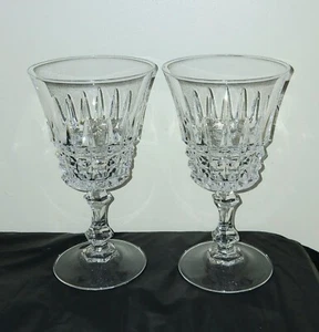 Set/6 WM Dalton French Lead Crystal cut wine glass verite pattern, 5 1/4" x 3" - Picture 1 of 9