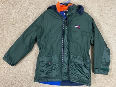 Tommy Hilfiger Chaqueta con Capucha Mujer Grande Cremallera Completa Botón a Presión Vellón Verde Foto 1 de 4