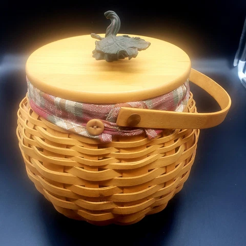 Longaberger 2000 Century Pumpkin Patch Basket Liner Lid Protector Cover