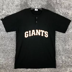San Francisco Giants Shirt Black MLB Jersey Henley Majestic Men Size Large - Picture 1 of 12