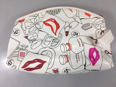 Bolsa de cosméticos de maquillaje blanca S5A Saks Fifth Avenue SFA 7 1/2 x 5 x 2 1/2 Foto 1 de 4