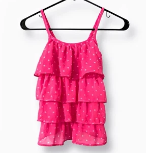Kids Girls Pink Polka Dot Ruffle Spaghetti Strap Top XS(4/5) NEW FREE SHIPPING - Picture 1 of 11