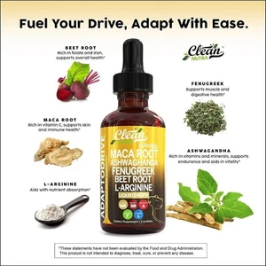 Organic Maca Root Liquid Drops with Ashwagandha, Fenugreek- Beet Root、 L-Argi - Picture 1 of 7